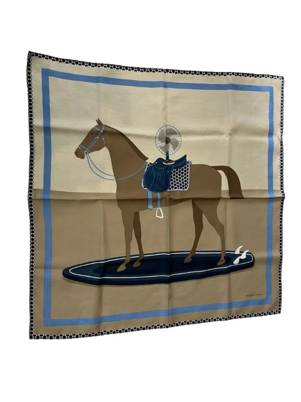 ★SOLD★ Hermes Carre 65 TW Doucer Surfing Fan Scarf Gray - Picture 2 of 8